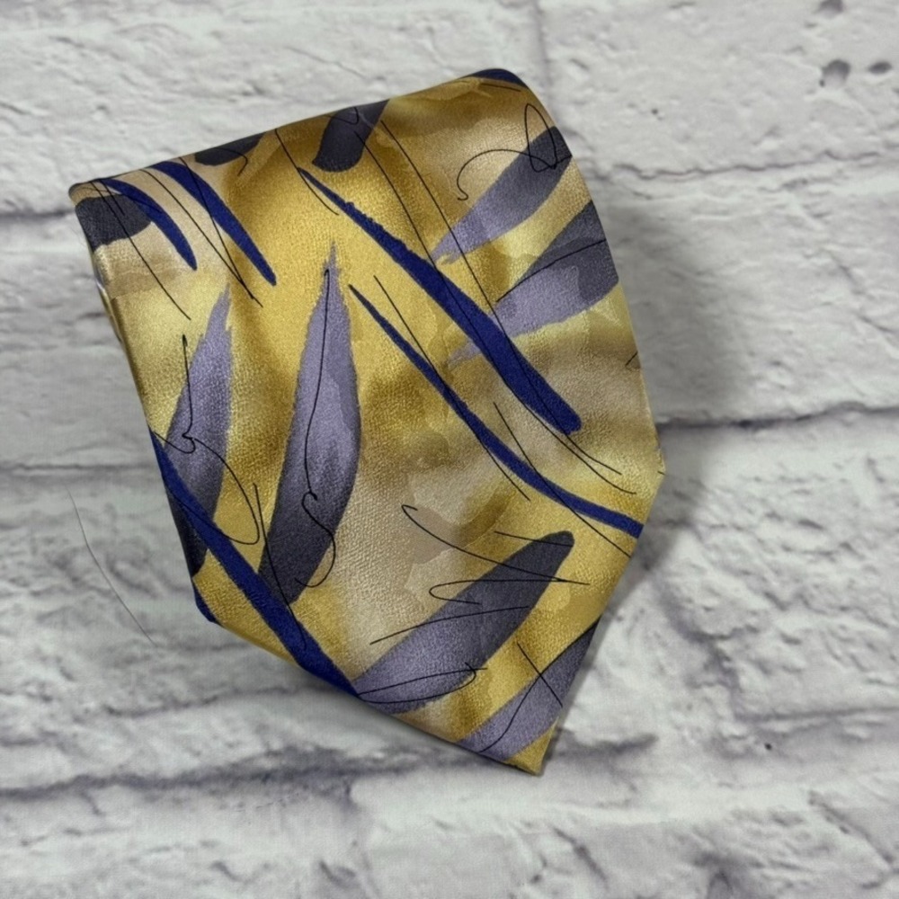 J. Garcia Men's Neck Tie Limited Edition Lunch Collection Forty-Three Gold Blue